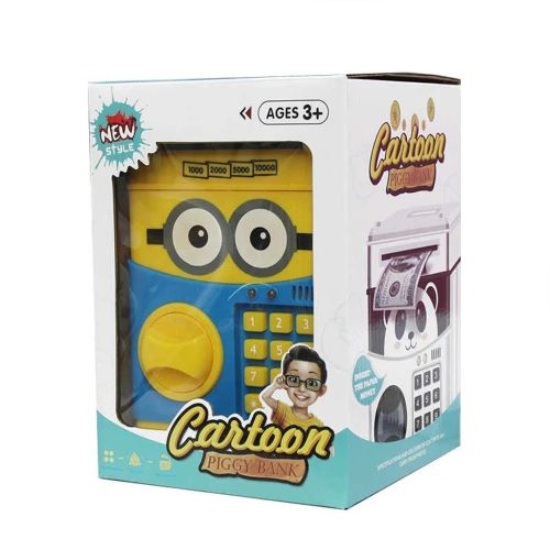 Детская электронная копилка сейф Minion с купюроприемником для денег с кодовым замком, электросейф Миньон с пин-кодом для купюр и монет Желтый
