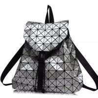 Спортивний жіночий геометричний рюкзак, Bao Bao Geometric Issey Miyake Silver Style, Маленький модний сріблястий портфель Бао Бао з екошкіри