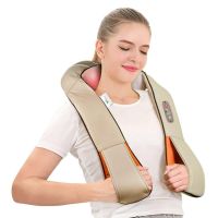 Роликовый массажер для шеи, плеч и спины Massager of Neck Kneading с прогревом и пультом, шиацу, на плечи