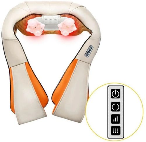 Роликовый массажер для шеи, плеч и спины Massager of Neck Kneading с прогревом и пультом, шиацу, на плечи