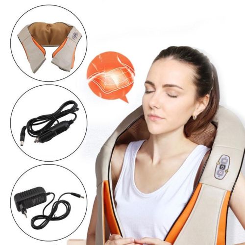 Роликовый массажер для шеи, плеч и спины Massager of Neck Kneading с прогревом и пультом, шиацу, на плечи