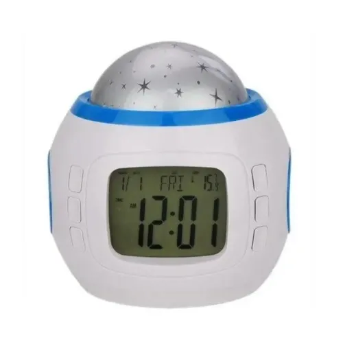 Настольные часы - проектор Music And Starry Sky Calendar 1038 с LED подсветкой, Музыкальный ночник проектор звездного ночного неба светильник Белый