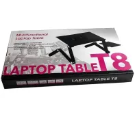 Складаний столик трансформер для ноутбука Laptop Table T8 з USB-охолодженням і підставкою для мишки, розкладний стіл для ноутбуків з вентилятором