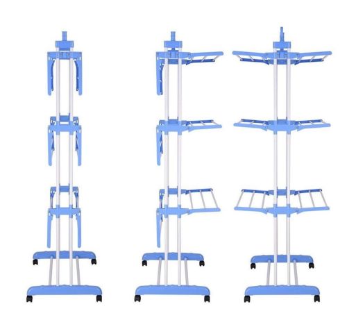 Складна стійка, сушарка для одягу, білизни 3 tiers Garment Rack With Wheels K12-120 металева так зручно Dreamland