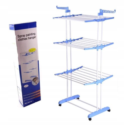 Складна стійка, сушарка для одягу, білизни 3 tiers Garment Rack With Wheels K12-120 металева так зручно Dreamland
