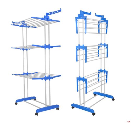 Складна стійка, сушарка для одягу, білизни 3 tiers Garment Rack With Wheels K12-120 металева так зручно Dreamland