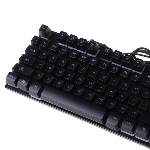 USB проводная геймерская компьютерная клавиатура Landslides KR-6300 с RGB Led подсветкой ATLANFA AT-6300, полноразмерная мембранная Черная