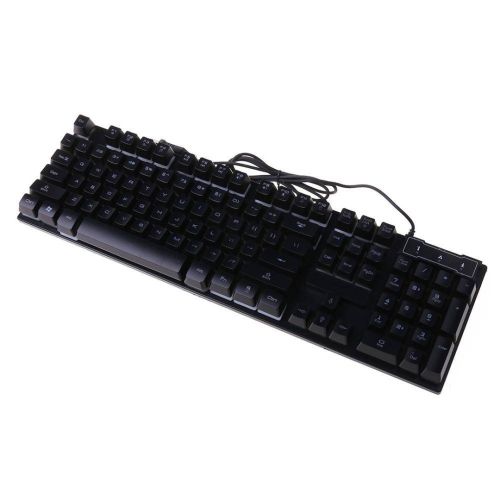 USB проводная геймерская компьютерная клавиатура Landslides KR-6300 с RGB Led подсветкой ATLANFA AT-6300, полноразмерная мембранная Черная