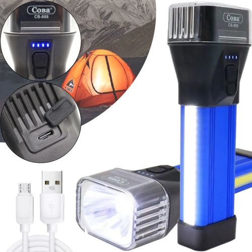 Ручной аккумуляторный фонарик COBA CB-888 5W с боковым светом 26 LED, Карманный светодиодный фонарь СОВА YYC-C69 до 150 метров 5 режимов USB Синий