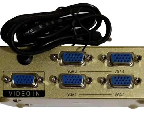 Спліттер VGA KV-FJ1504A Splitter, Комутатор 150MHz 4 Port Чотири порти з адаптером розгалужувач VGA