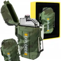 Електроімпульсна дугова висувна запальничка Explorer F13 дві дуги від USB, акумуляторна електрозажигалка з захистом від вітру і полум'яною дугою