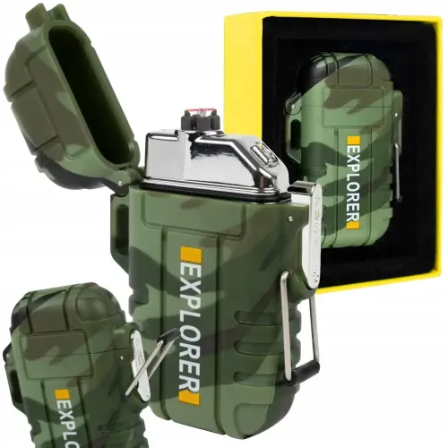 Електроімпульсна дугова висувна запальничка Explorer F13 дві дуги від USB, акумуляторна електрозажигалка з захистом від вітру і полум'яною дугою