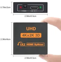 Двонаправлений комутатор розгалужувач відеосигналу Splitter 1x2 OEM HVS01 на 2 HDMI порту з підтримкою 4к, 2k, Активний спліттер 48512 Чорний