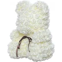 Маленький ведмедик з штучних 3D троянд Teddy Bear de Luxe 25 см White, Білий ведмідь Тедді