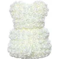 Маленький ведмедик з штучних 3D троянд Teddy Bear de Luxe 25 см White, Білий ведмідь Тедді