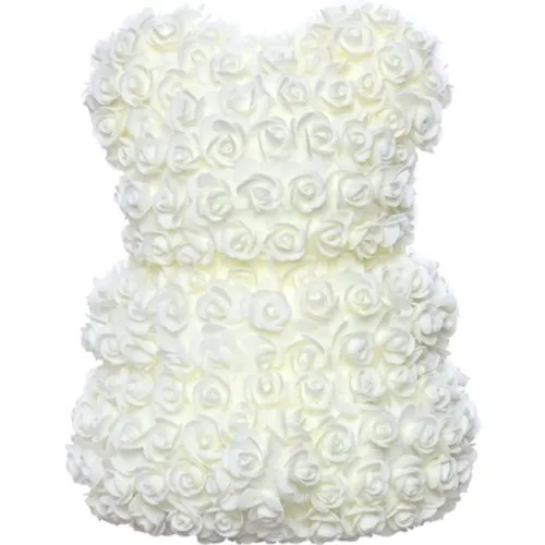 Маленький ведмедик з штучних 3D троянд Teddy Bear de Luxe 25 см White, Білий ведмідь Тедді