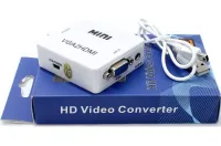 Конвертер перехідник VGA на HDMI Активний адаптер зі звуком і зовнішнім живленням VGA-HDMI аудіо вхід 3.5 mm Converter Mini 1080P