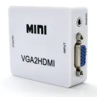 Конвертер перехідник VGA на HDMI Активний адаптер зі звуком і зовнішнім живленням VGA-HDMI аудіо вхід 3.5 mm Converter Mini 1080P