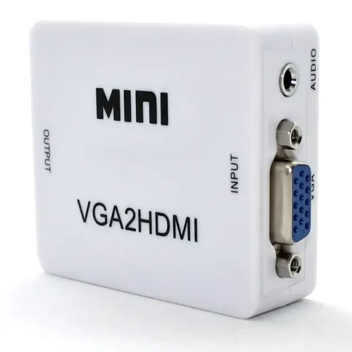 Конвертер перехідник VGA на HDMI Активний адаптер зі звуком і зовнішнім живленням VGA-HDMI аудіо вхід 3.5 mm Converter Mini 1080P