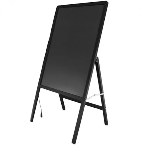 Рекламна флуоресцентна LED дошка Fluorecent Board With Stand 50х70см на стійці, світиться лід дошка на стійці з фломастером і серветкою Чорна