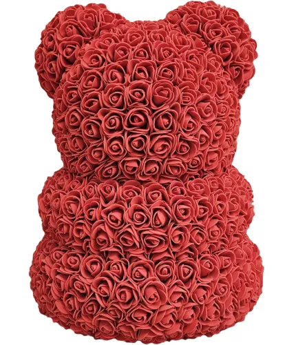 Маленький ведмедик з штучних 3D троянд Teddy Bear de Luxe 25 см Red, Червоний ведмідь Тедді