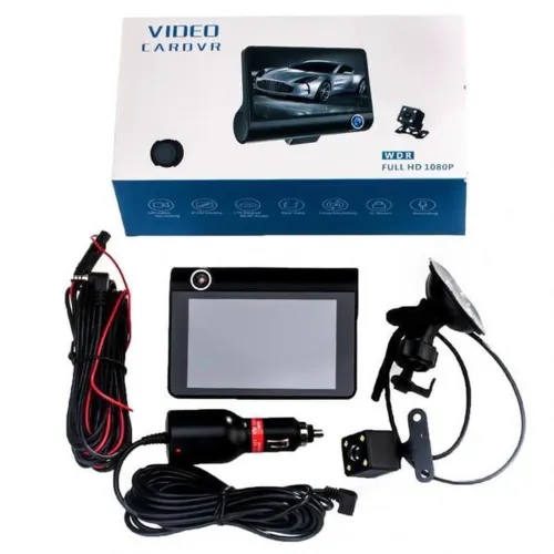 Автомобільний відеореєстратор DVR T655 HDR LCD 4 " Full Hd 3 камери, авторегістратор з камерою заднього виду з автономним живленням і датчиком удару