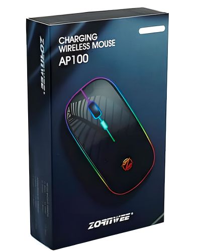Бездротова комп'ютерна мишка Zornwee AP100 Bluetooth з RGB підсвічуванням на акумуляторі, ігрова акумуляторна миша BauTech з 2.4 GHZ для комп'ютера Чорна