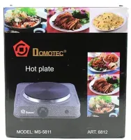 Настільна електрична плита Domotec MS-5811 на 1 чавунну конфорку диск, одноконфорочная електроплита 1500W з термостатом на 5 положень сіра