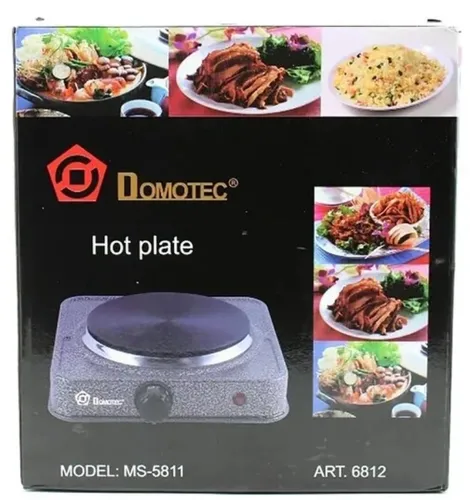 Настільна електрична плита Domotec MS-5811 на 1 чавунну конфорку диск, одноконфорочная електроплита 1500W з термостатом на 5 положень сіра