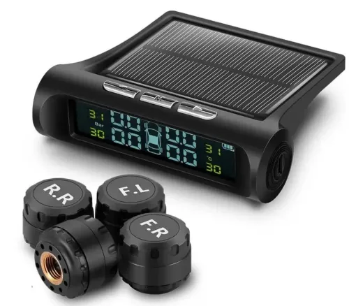 Зовнішні датчики тиску в шинах універсальні TPMS + SOLAR система контролю і температури тиску в шинах з сонячною панеллю і цифровим РК-дисплеєм, 