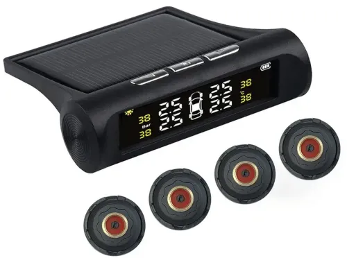 Зовнішні датчики тиску в шинах універсальні TPMS + SOLAR система контролю і температури тиску в шинах з сонячною панеллю і цифровим РК-дисплеєм, 