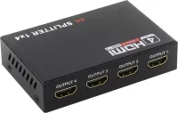 Активний HDMI розгалужувач відеосигналу Splitter 1x4 OEM на 4 HDMI порти з підтримкою 4K 2K, Чотириспрямований спліттер комутатор Чорний