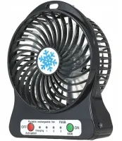 Настільний міні вентилятор Mini Fan XSFS - 01 USB з акумулятором 4.5 W Black, портативний охолоджувач повітря на підставці з Led ліхтариком Чорний