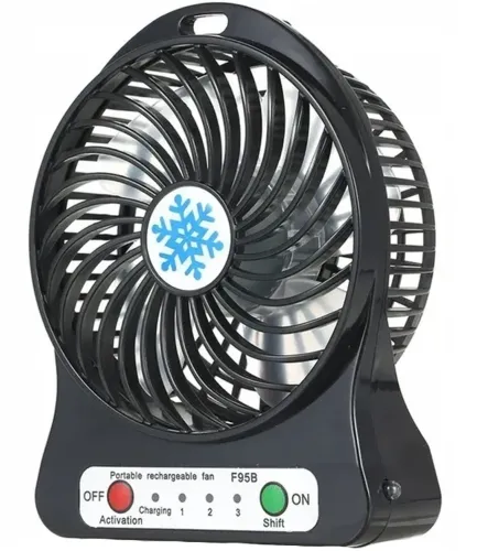 Настільний міні вентилятор Mini Fan XSFS - 01 USB з акумулятором 4.5 W Black, портативний охолоджувач повітря на підставці з Led ліхтариком Чорний