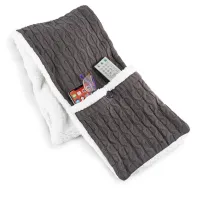 Зимова двостороння безрукавка шарф з кишенями Huggle Pocket Scarf на флісі, М'який домашній плюшевий шарф жилетка на гудзиках Сірий