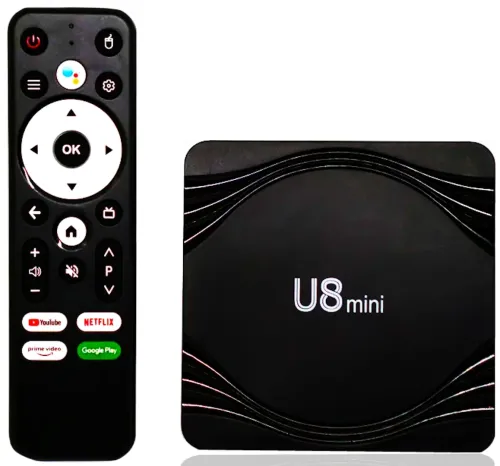 Смарт приставка Smart TV Box U8 Mini 4Gb/32GB Android з пультом, ТВ медіаплеєр 4K Андроїд з вбудованим Wi-Fi модулем для телевізора Чорна
