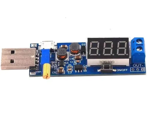 Универсальный понижающий повышающий преобразователь USB WX-6423 DC-DC 3.5-12V 1.2-24V Модуль преобразования напряжения 3.5-12В 1.2-24В с вольтметром