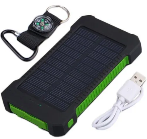 Портативний зарядний батарея Power Bank Solar JS-809 50000 mAh з сонячною панеллю і ліхтариком, зовнішній акумулятор повербанк для зарядки USB 2.1 A