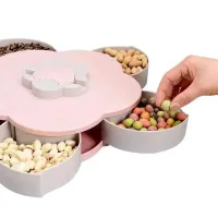 Обертається складна одноярусна цукерниця Flower Candy Box, Манежниця для цукерок і фруктів з підставкою під телефон, Тарілка для закусок 5 відсіків