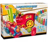Розвиваюча іграшка паровозик кладучий доміно Happy Truck sciries 955-1a 60 деталей Дитячий конструктор поїзд Train Domino 660B від батарейок від дітей