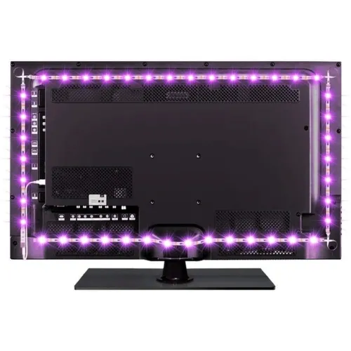 Універсальна світлодіодна стрічка SMD 5050-RGB для підсвічування телевізора 2м різнобарвна, Неонова LED підсвічування з пультом від USB повербанка