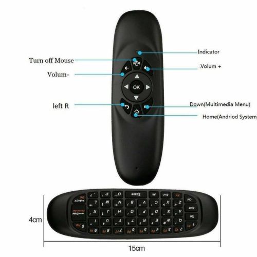 Бездротова аеромишь C120 RuS з клавіатурою Air mouse з гіроскопом, універсальний USB пульт російська розкладка міні клавіатура на батарейках Чорна
