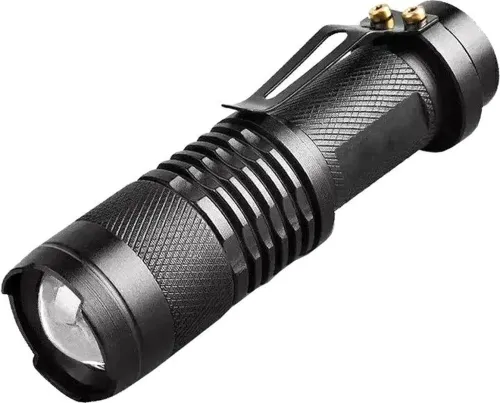 Ручной мини фонарик с линзой Bailong BL-8468 99000W Карманный светодиодный фонарь Supretto X-Balog с функцией зума Черный