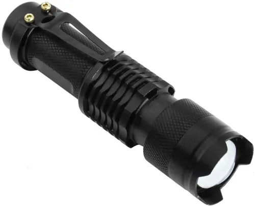 Ручной мини фонарик с линзой Bailong BL-8468 99000W Карманный светодиодный фонарь Supretto X-Balog с функцией зума Черный