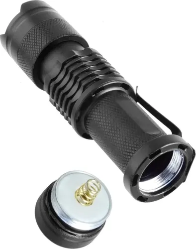 Ручной мини фонарик с линзой Bailong BL-8468 99000W Карманный светодиодный фонарь Supretto X-Balog с функцией зума Черный