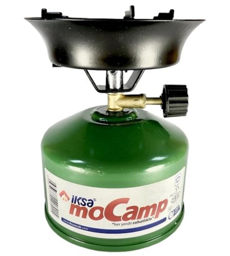 Похідна газовий пальник Iksa Mocamp 203 Green з п'єзопідпалом, Портативна міні плита для приготування їжі, балон для пікніка та кемпінгу Зелена