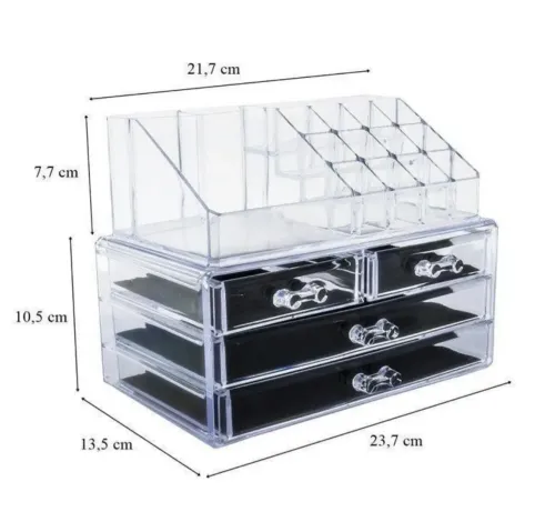 Настільний акриловий органайзер акриловий Cosmetic Storage Box для косметики і дрібниць, косметичний бокс з висувними ящиками прозорий