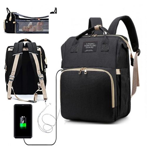 Сумка рюкзак ліжечко для мам 3 в 1 Living Traveling Share R053 Baby Travel Bed-Bag Black Чорний