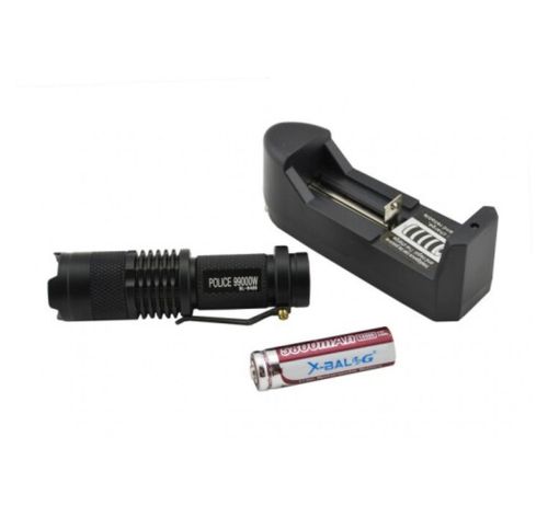 Ручной мини фонарик с линзой Bailong BL-8468 99000W Карманный светодиодный фонарь Supretto X-Balog с функцией зума Черный