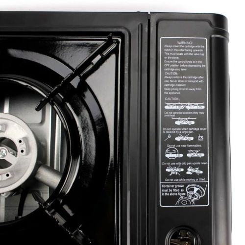 Портативна газова плита Happy Home BDZ-155-A Одноконфорочна туристична плитка з автоматичним п'єзопідпалом і перехідником для газового балона